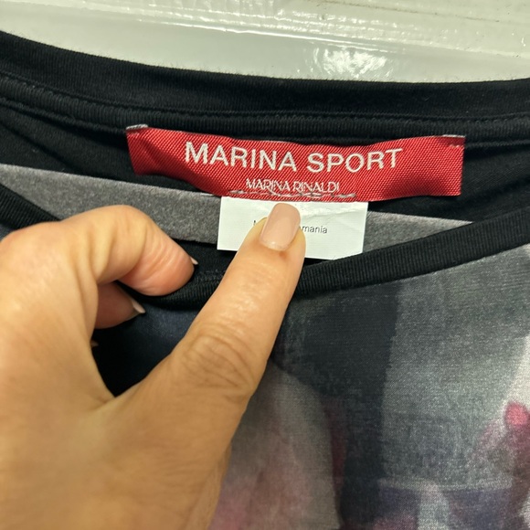 Marina Rinaldi Sport Black  Floral Top Kimono Sleeves Size XL - Picture 2 of 10